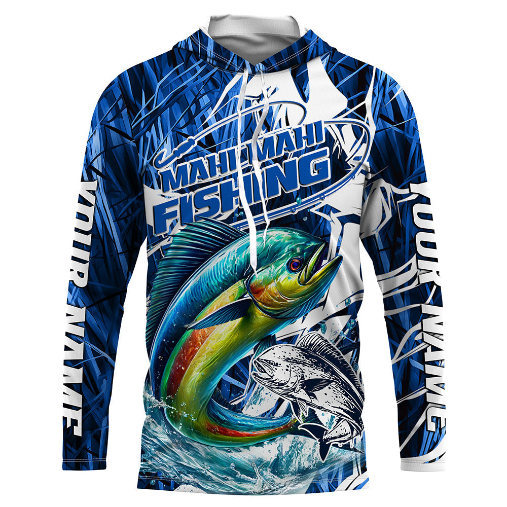 Custom Mahi Mahi Performance Fishing, Mahimahi Long Sleeve Fishing | Blue Camo