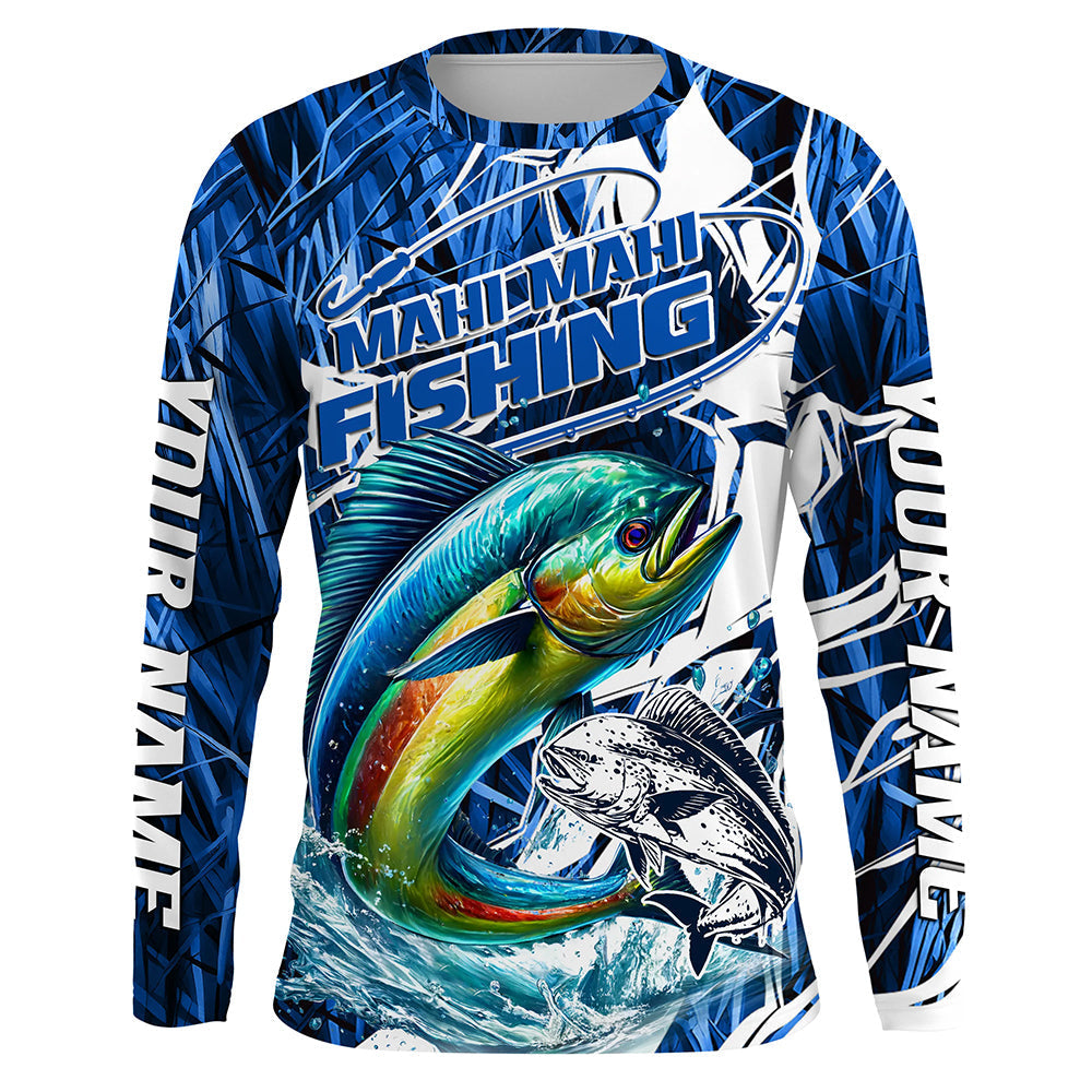 Custom Mahi Mahi Performance Fishing, Mahimahi Long Sleeve Fishing | Blue Camo