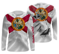 Florida Flag Fish Hook Custom UV Protection Long Sleeve performance Fishing IPHW482