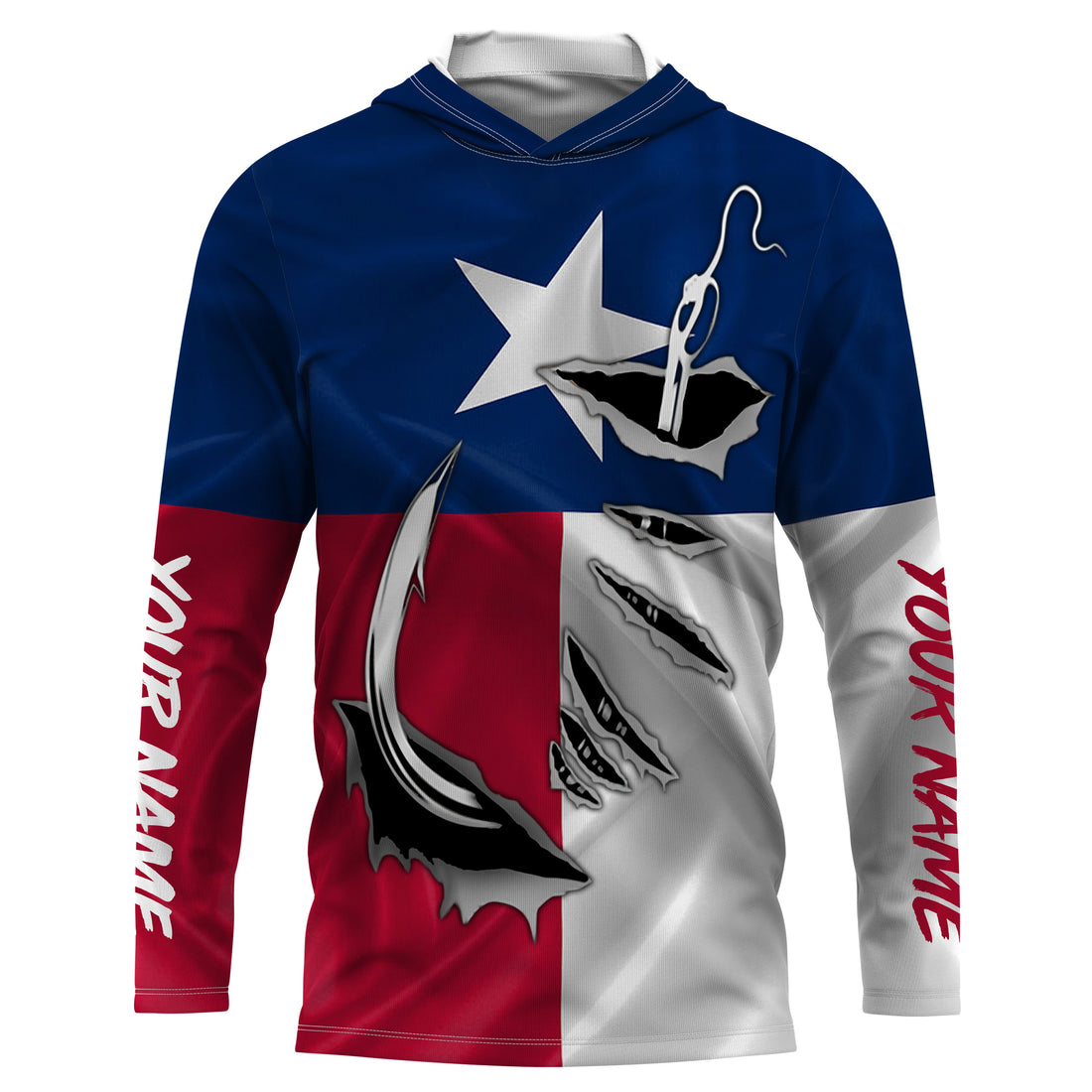Personalized Texas Flag 3D Fish Hook UV Protection Long Sleeve performance Fishing IPHW483