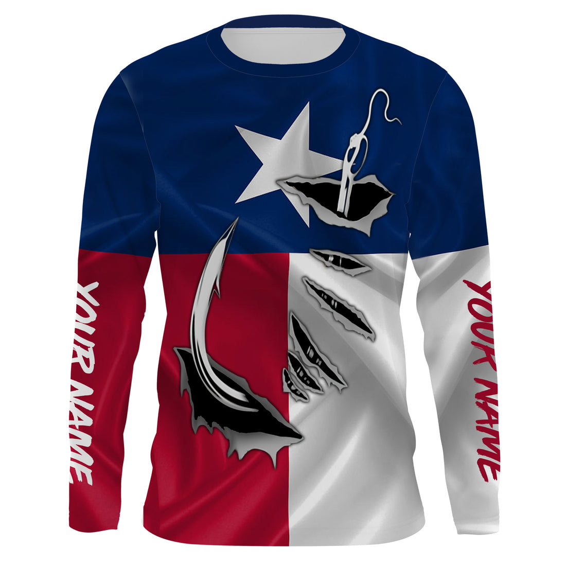 Personalized Texas Flag 3D Fish Hook UV Protection Long Sleeve performance Fishing IPHW483