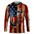 Fish Hook Vintage American Flag Custom Long Sleeve Fishing, Personalized Patriotic Fishing Gifts FEB21 - IPHW662