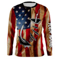 Fish Hook Vintage American Flag Custom Long Sleeve Fishing, Personalized Patriotic Fishing Gifts FEB21 - IPHW662
