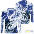 Blue Camo Anchor Custom Sailfish Saltwater Long Sleeve Hooded Performance Fishing