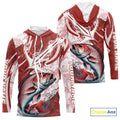 Red Camo Anchor Custom Red Snapper Saltwater Long Sleeve Hooded Performance Fishing