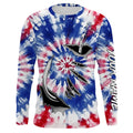 Custom Fish Hook American Flag Tie Dye Camo Long Sleeve Fishing, Patriotic Fishing