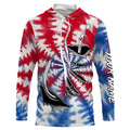 Custom Fish Hook American Flag Tie Dye Camo Long Sleeve Fishing, Patriotic Fishing