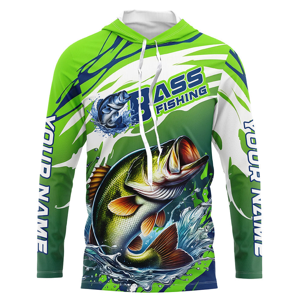 Custom Bass Fishing, Bass Long Sleeve Uv Protection Fishing | Green