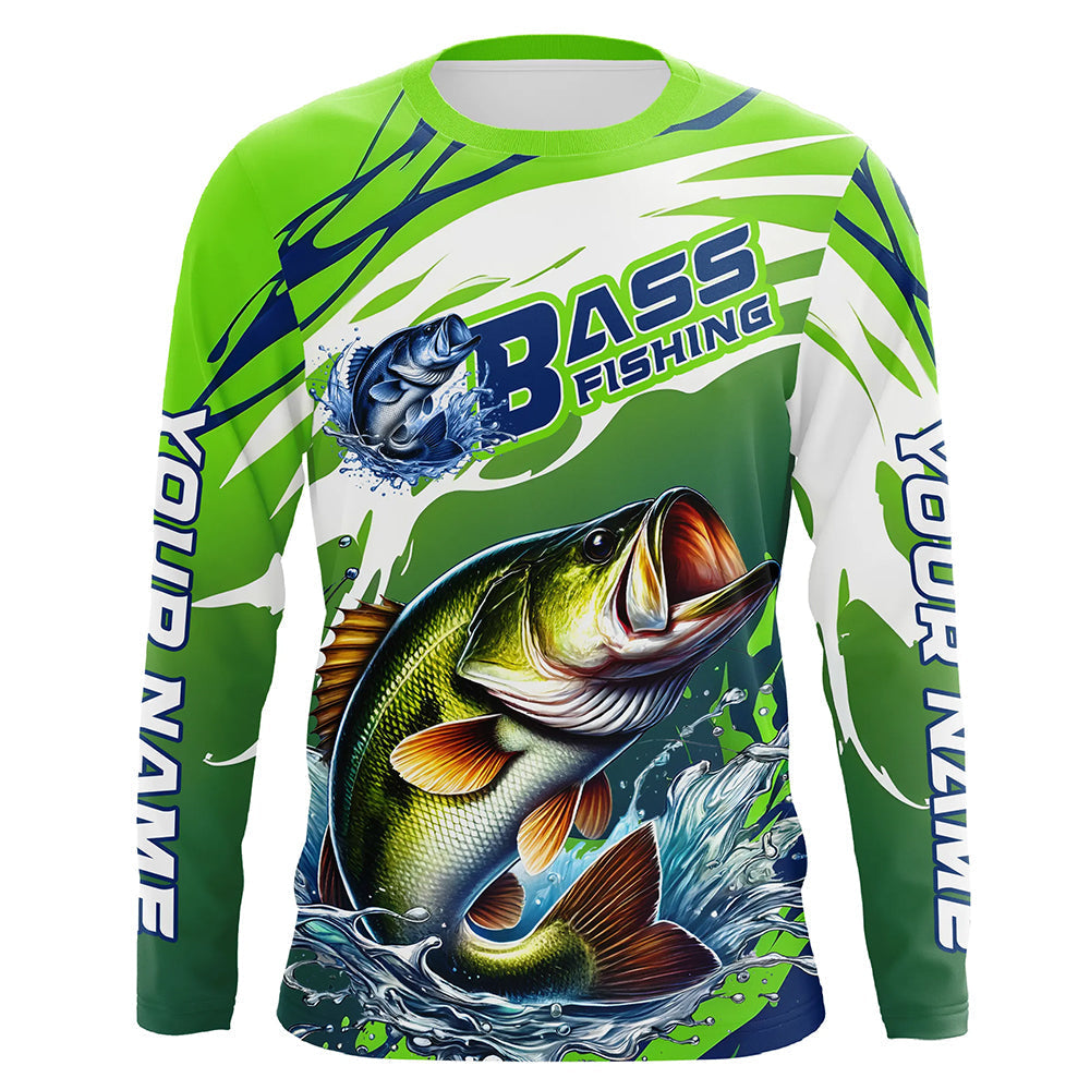 Custom Bass Fishing, Bass Long Sleeve Uv Protection Fishing | Green