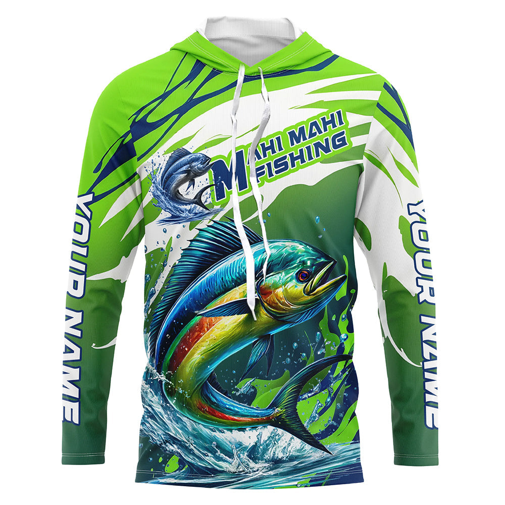 Custom Mahi Mahi Fishing, Mahimahi Long Sleeve Uv Protection Fishing | Green