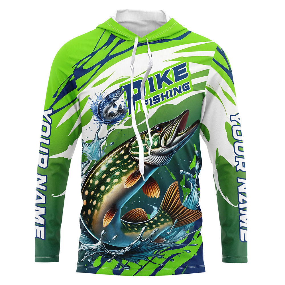 Custom Pike Fishing, Pike Long Sleeve Uv Protection Fishing | Green