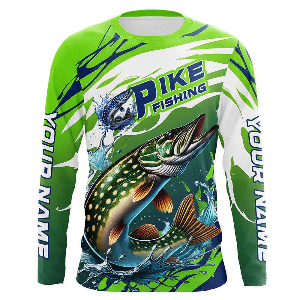 Custom Pike Fishing, Pike Long Sleeve Uv Protection Fishing | Green