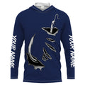 Fish hook Custom Navy blue Long Sleeve performance Fishing Fishing