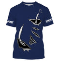 Fish hook Custom Navy blue Long Sleeve performance Fishing Fishing