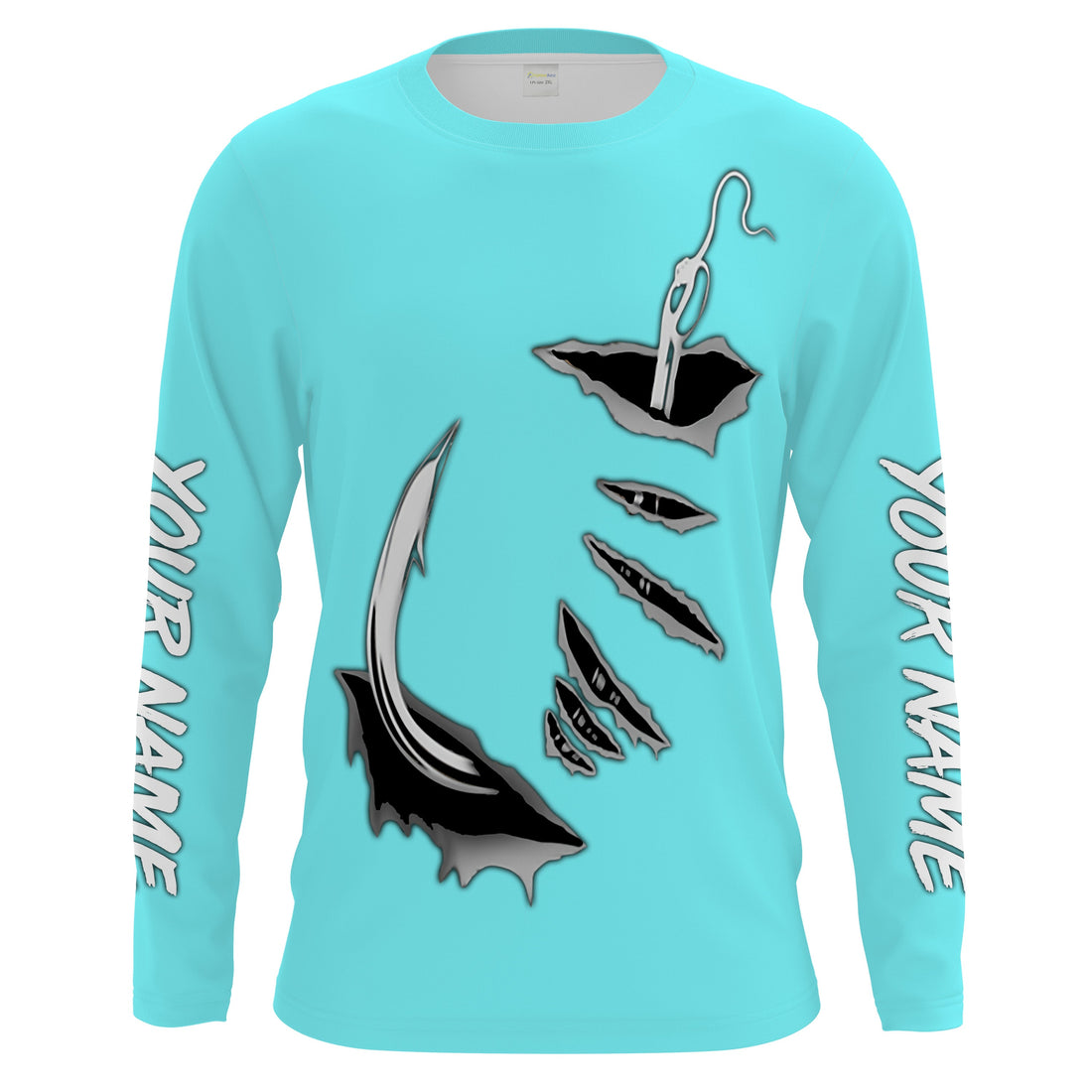 Fish hook Custom Sky blue Long Sleeve performance Fishing Fishing