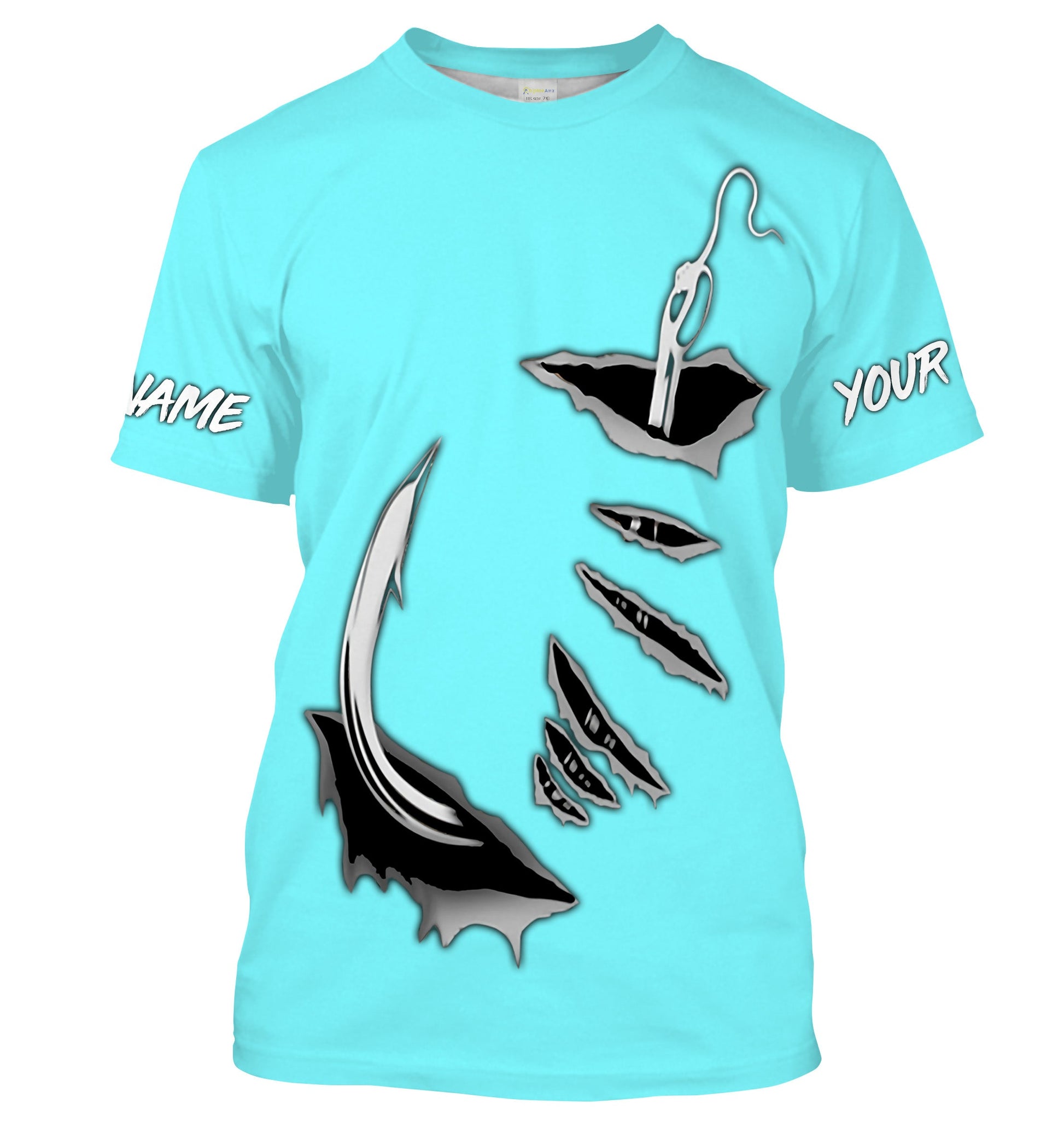 Fish hook Custom Sky blue Long Sleeve performance Fishing Fishing