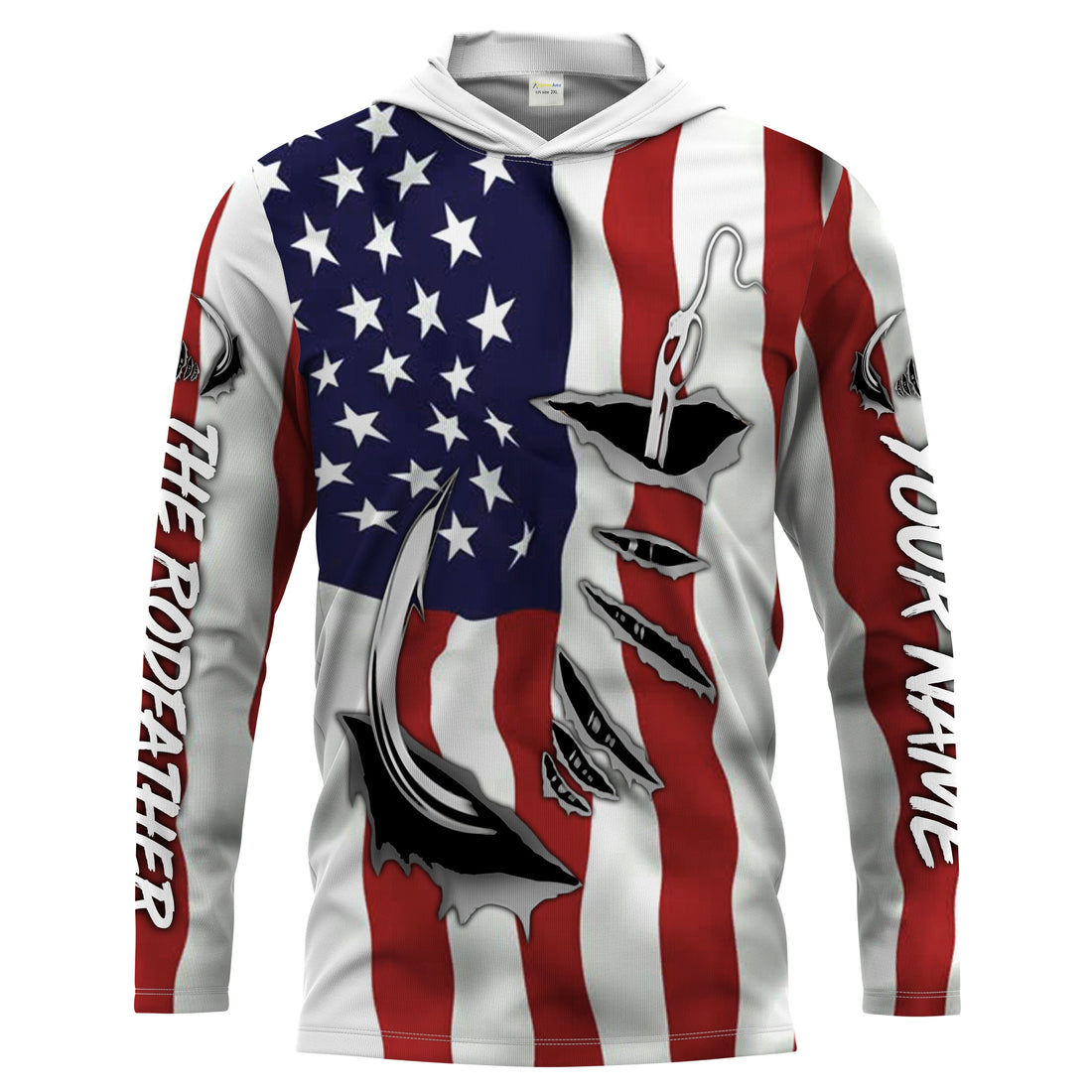 The rodfather Fish hook American Flag, Personalized father's day Fishing gifts