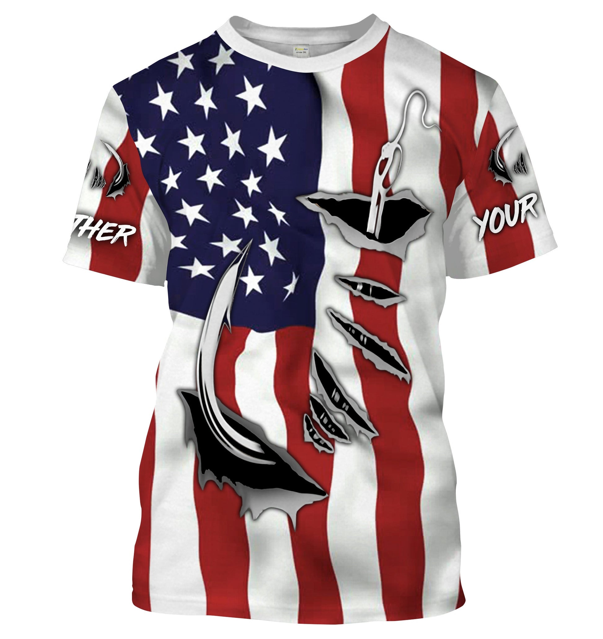 The rodfather Fish hook American Flag, Personalized father's day Fishing gifts
