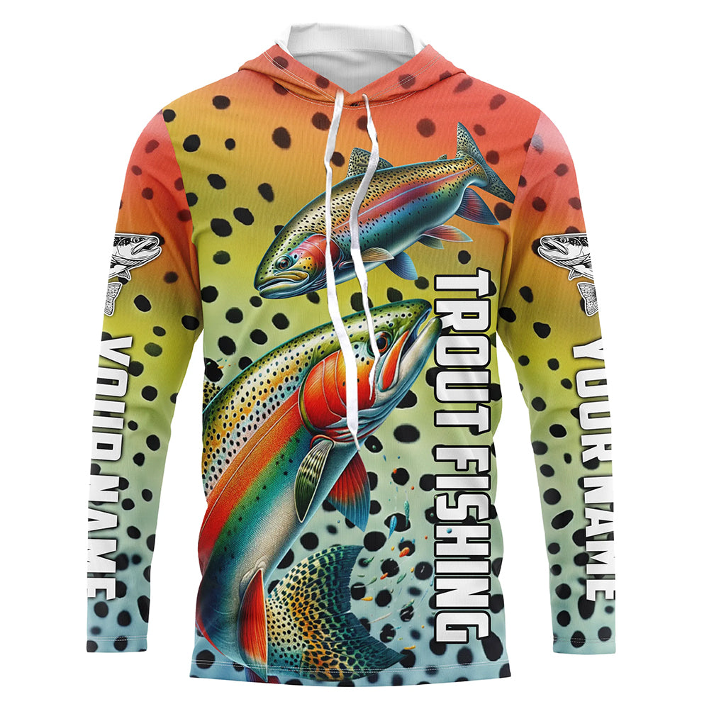 Personalized Rainbow Trout Long Sleeve Fishing, Trout Fly Fishing Apparel
