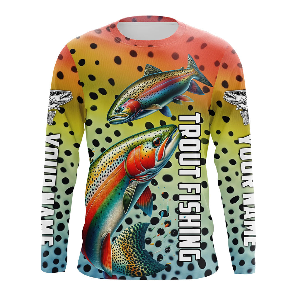 Personalized Rainbow Trout Long Sleeve Fishing, Trout Fly Fishing Apparel