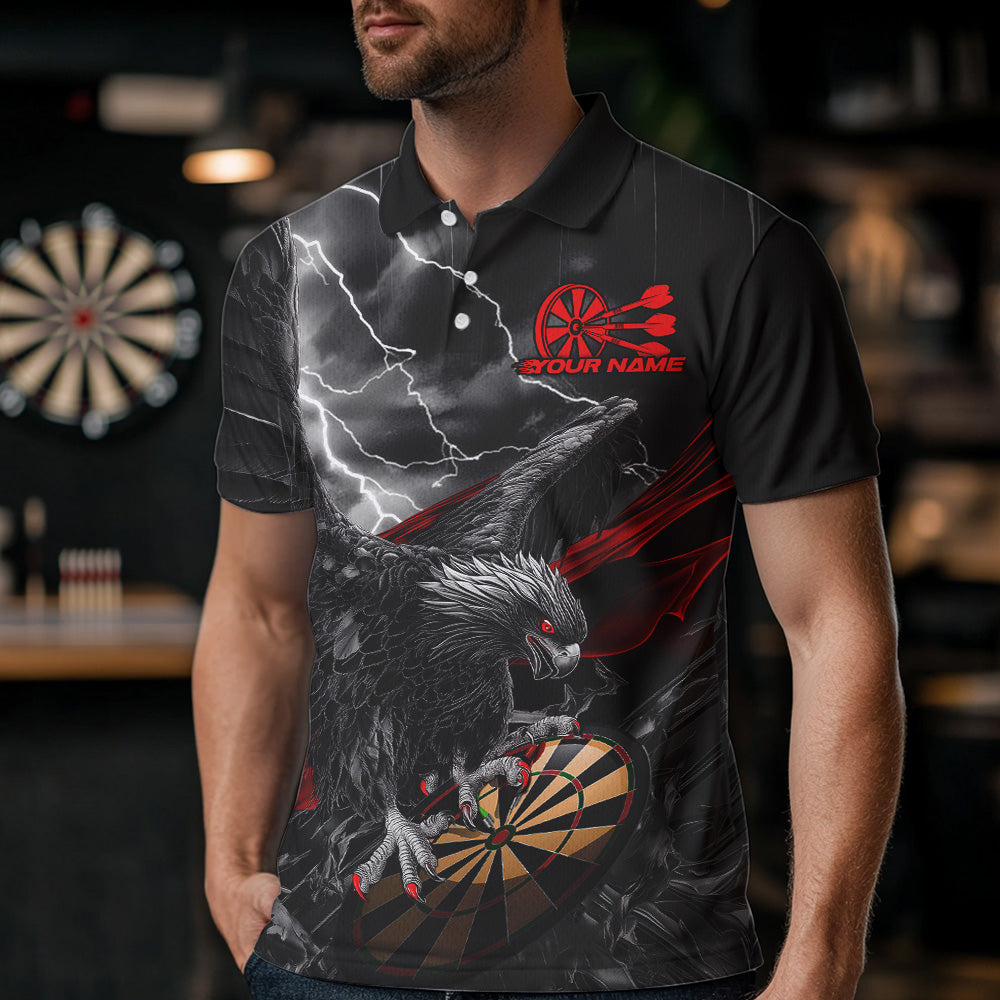 Custom Thunder Lightning Red Eagle Dart Quarter-Zip, Dart Team With Name