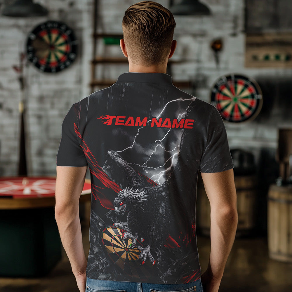 Custom Thunder Lightning Red Eagle Dart Quarter-Zip, Dart Team With Name