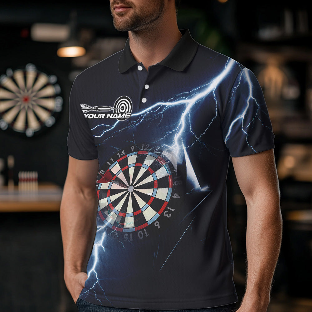 Blue Thunder Lightning Dartboard Custom Dart Quarter-Zip, Dart Team League