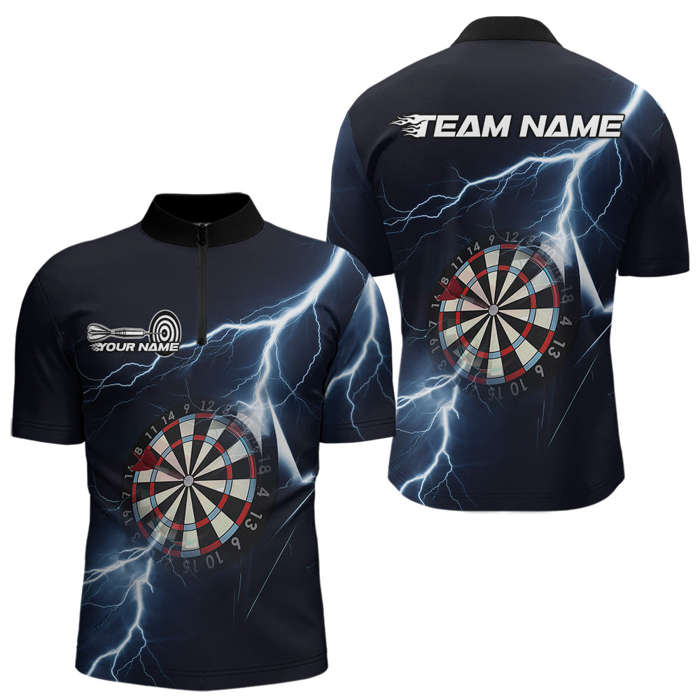 Blue Thunder Lightning Dartboard Custom Dart Quarter-Zip, Dart Team League