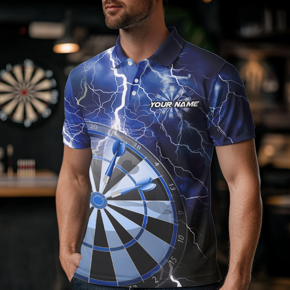 Custom Blue Thunder Lightning Dartboard Dart Quarter-Zip, Dart Tournament Team