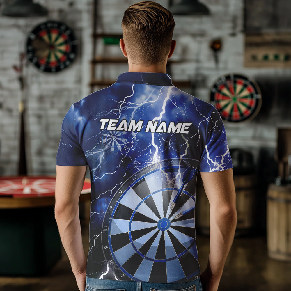 Custom Blue Thunder Lightning Dartboard Dart Quarter-Zip, Dart Tournament Team