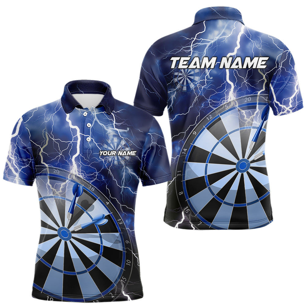 Custom Blue Thunder Lightning Dartboard Dart Quarter-Zip, Dart Tournament Team