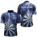 Custom Blue Thunder Lightning Dartboard Dart Quarter-Zip, Dart Tournament Team