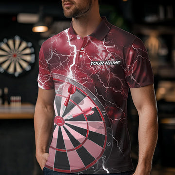 Custom Red Thunder Lightning Dartboard Dart Quarter-Zip, Dart Tournament Team