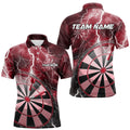 Custom Red Thunder Lightning Dartboard Dart Quarter-Zip, Dart Tournament Team