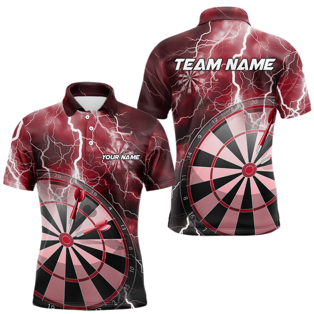 Custom Red Thunder Lightning Dartboard Dart Quarter-Zip, Dart Tournament Team