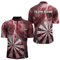 Custom Red Thunder Lightning Dartboard Dart Quarter-Zip, Dart Tournament Team