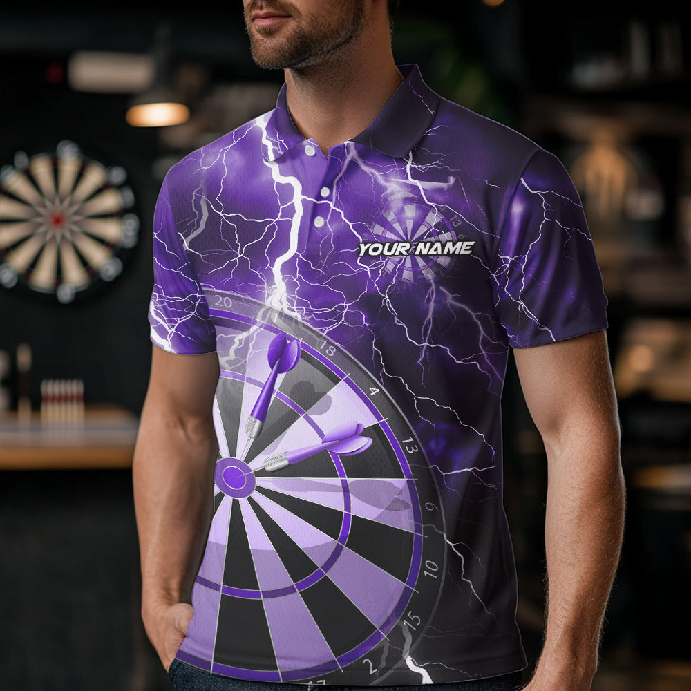 Custom Purple Thunder Lightning Dartboard Dart Quarter-Zip, Dart Tournament Team
