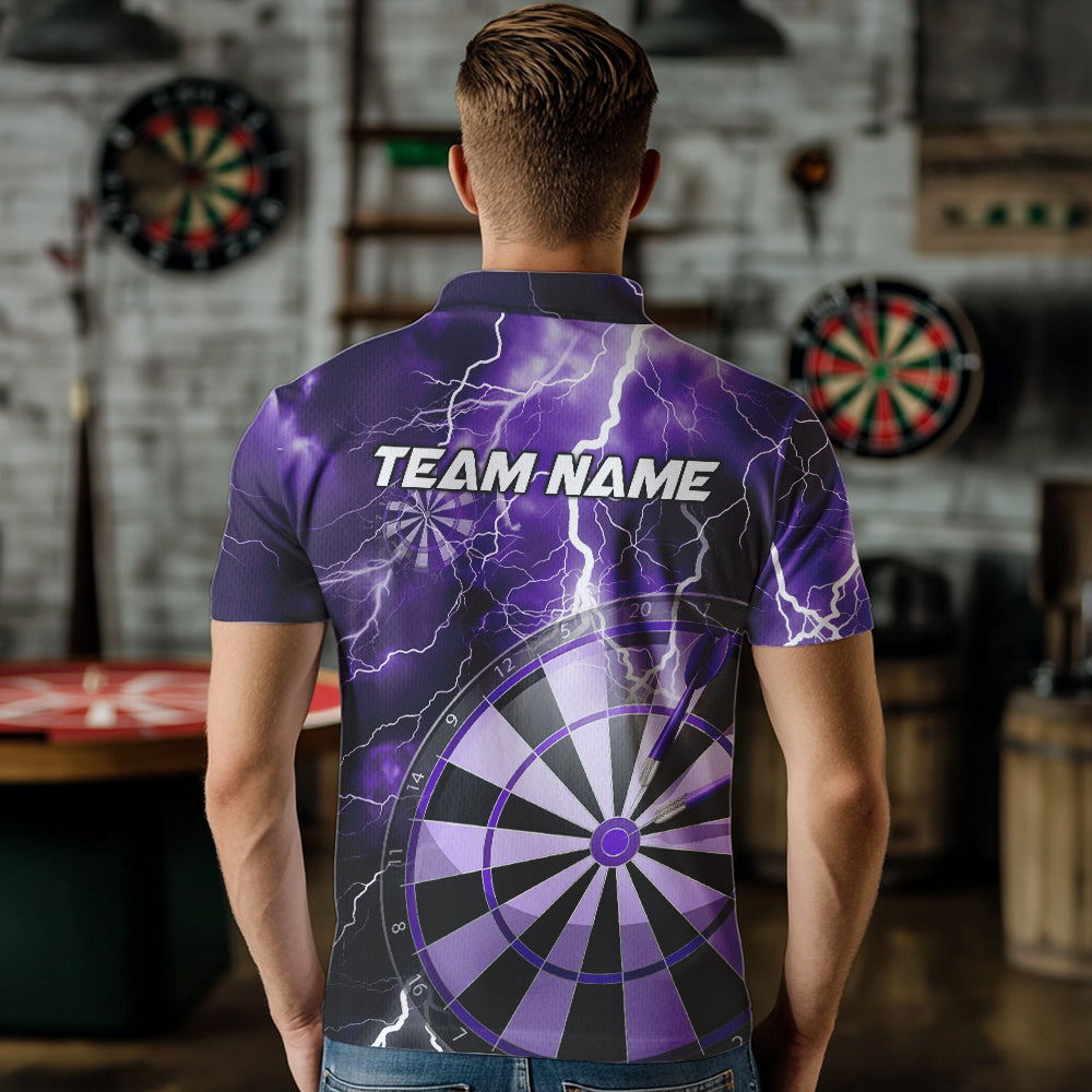 Custom Purple Thunder Lightning Dartboard Dart Quarter-Zip, Dart Tournament Team