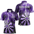 Custom Purple Thunder Lightning Dartboard Dart Quarter-Zip, Dart Tournament Team