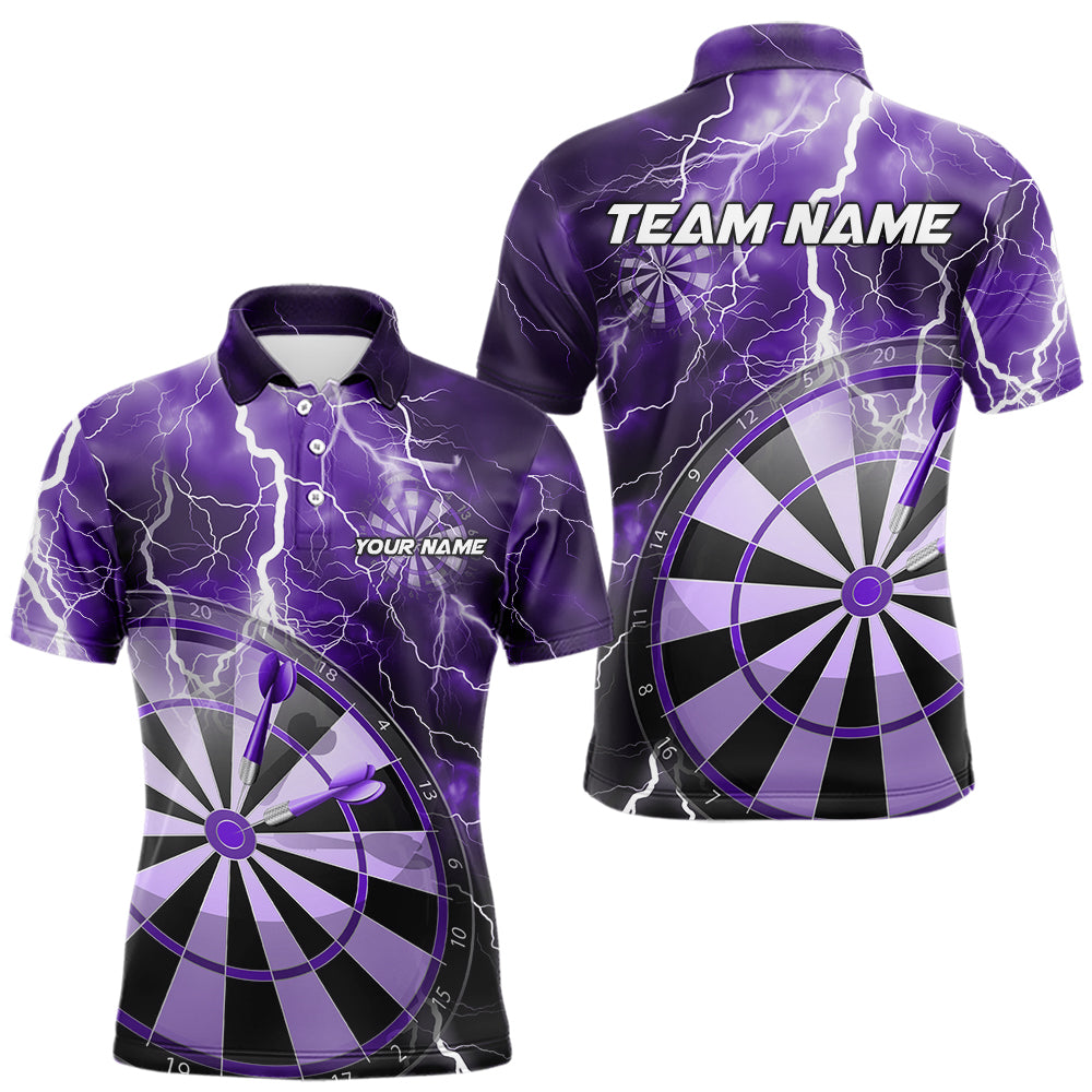 Custom Purple Thunder Lightning Dartboard Dart Quarter-Zip, Dart Tournament Team