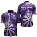 Custom Purple Thunder Lightning Dartboard Dart Quarter-Zip, Dart Tournament Team