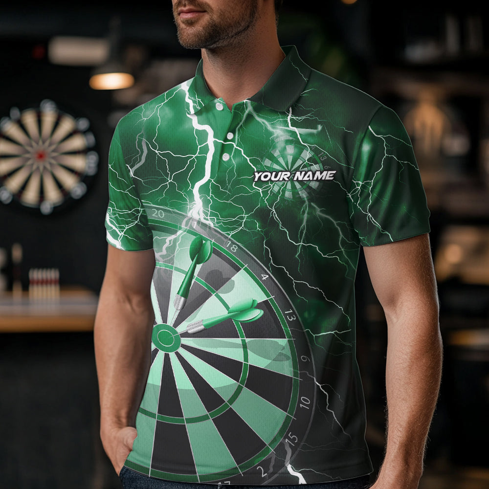 Custom Green Thunder Lightning Dartboard Dart Quarter-Zip, Dart Tournament Team