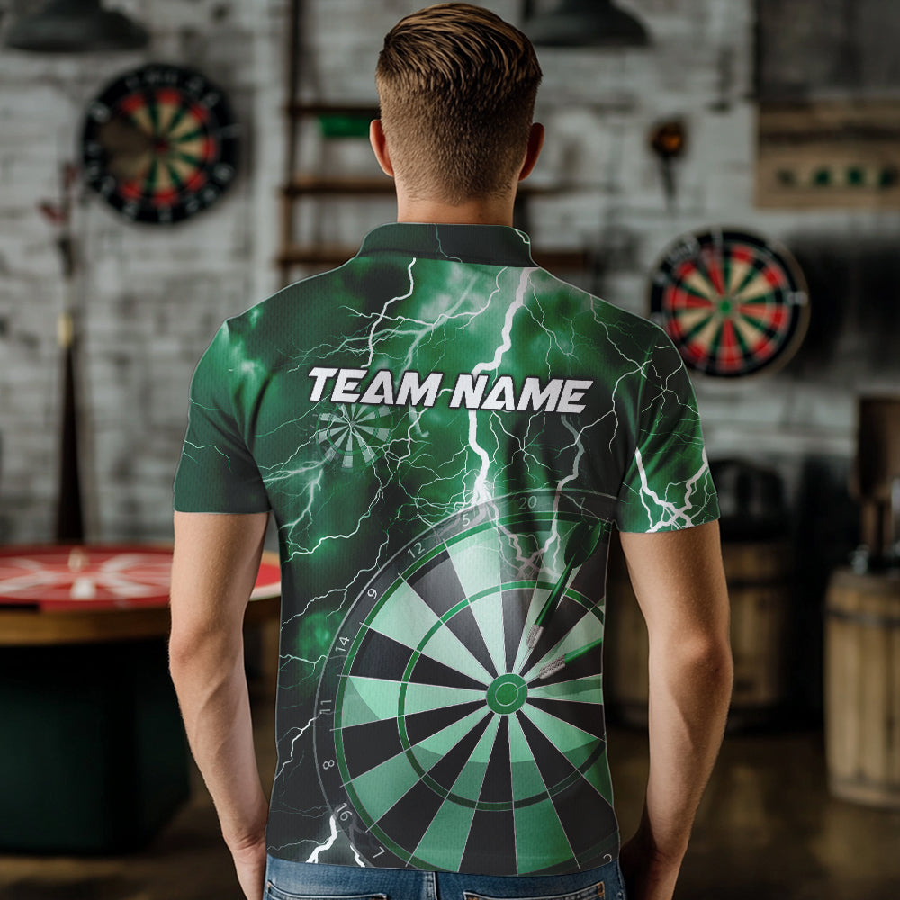 Custom Green Thunder Lightning Dartboard Dart Quarter-Zip, Dart Tournament Team