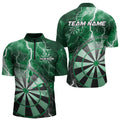 Custom Green Thunder Lightning Dartboard Dart Quarter-Zip, Dart Tournament Team