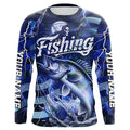 Blue Lightning American Flag Custom Walleye Fishing Long Sleeve, Fish Reaper Fishing