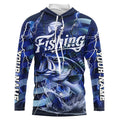 Blue Lightning American Flag Custom Bass Fishing Long Sleeve, Fish Reaper Fishing