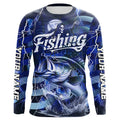 Blue Lightning American Flag Custom Bass Fishing Long Sleeve, Fish Reaper Fishing