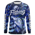 Blue Lightning American Flag Custom Crappie Fishing Long Sleeve, Fish Reaper Fishing