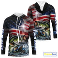 Custom Patrotic Largemouth Bass Long Sleeve Hooded Fishing, Faith Bass Fishing