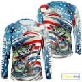 Custom Patriotic Amercian Flag Pike Long Sleeve Hooded Tournament Fishing